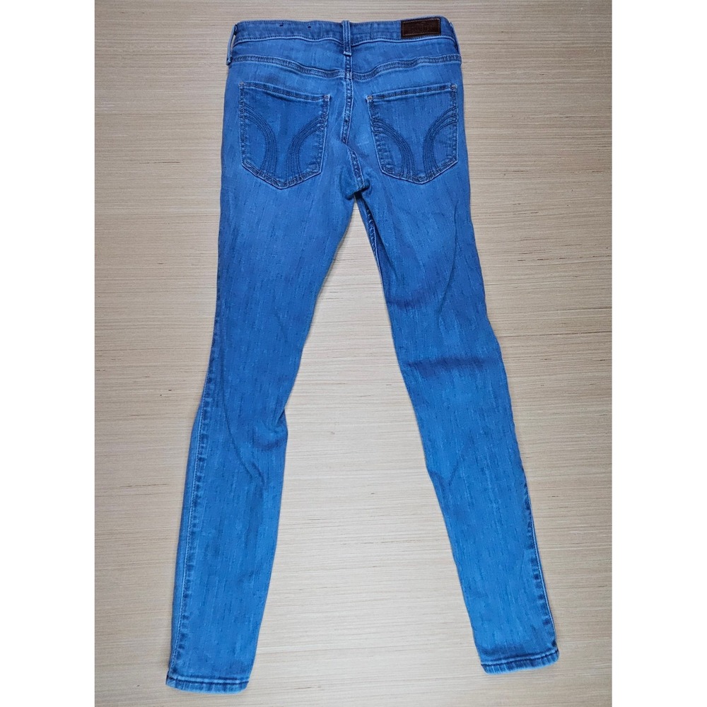 Hollister Mid-Rise Super Skinny Jeans Womens 3R Blue Distressed Denim Stretch - Picture 12 of 13